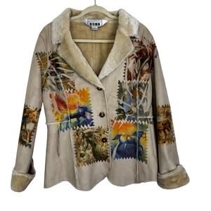 The Trail of Painted Ponies Button Front Jacket Faux Fur Size Large Equestrian